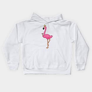 Flamingo as King with Crown & Staff Kids Hoodie